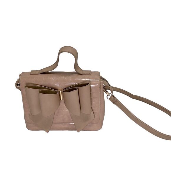 Like Dreams Blush Pink Crossbody Purse Removable Strap Big Bow Pockets Organize - Picture 4 of 14